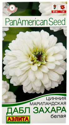 Цинния мариландская ДАБЛ ЗАХАРА белая АЭЛИТА