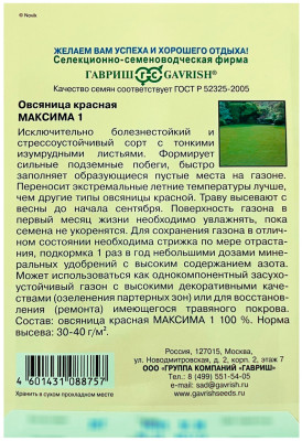 Овсяница красная Максима 1 ГАВРИШ описание