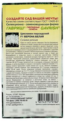 Цикламен персидский ВЕРОНА БЕЛАЯ ГАВРИШ описание