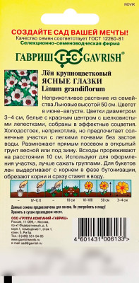 Лен декоративный ЯСНЫЕ ГЛАЗКИ ГАВРИШ описание